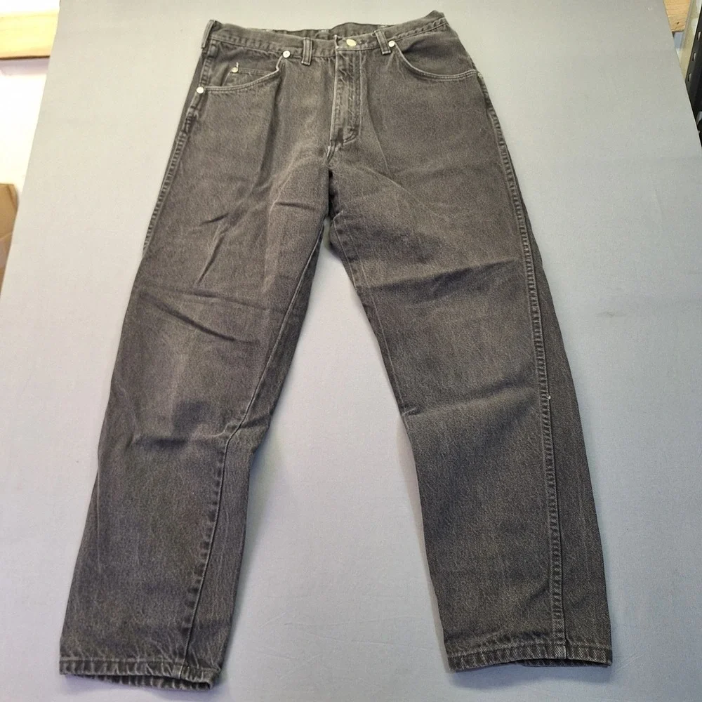 Wrangler Authentic Jeans Mens 36x30 Faded Black Straight Leg Denim Made in USA